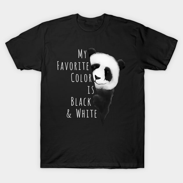 My Favorite Color Is Black & White Panda-Bear Drawing T-Shirt by SkizzenMonster